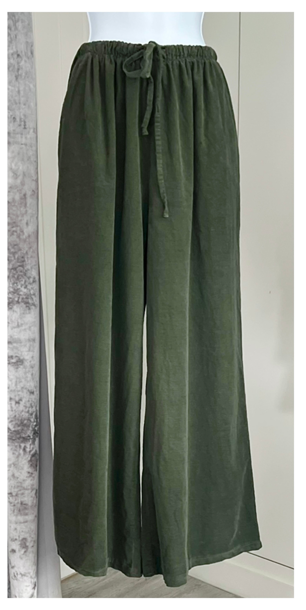 Fine cord wide leg - Olive